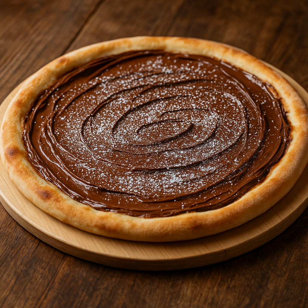 Sweet hazelnut spread, dusted with powdered sugar.